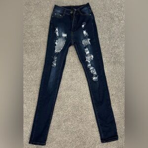 Distressed Dark Blue Women's Jeans